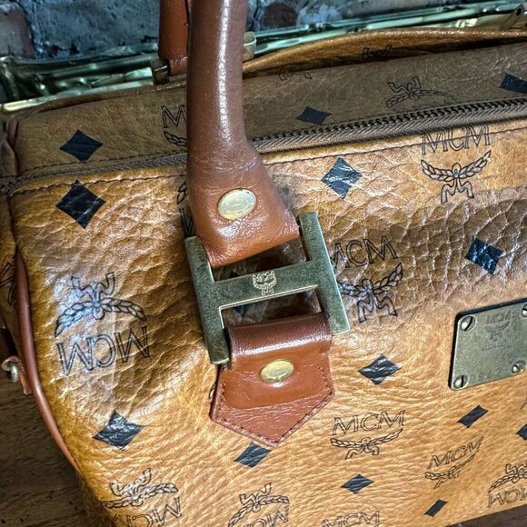 Vintage MCM Cognac Visetos Small Boston Bag - Picture 11 of 16